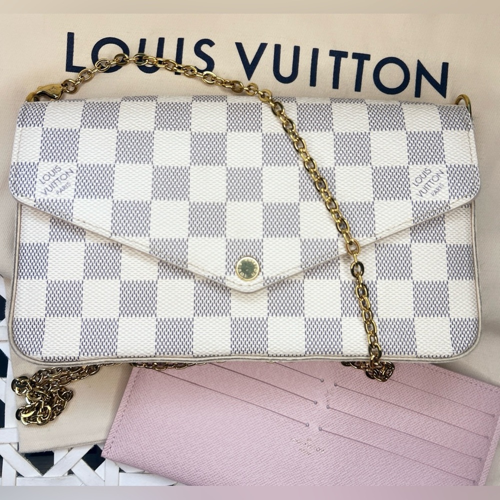 Louis Vuitton Damier Azur Pochette Felicie  w card insert & dust bag